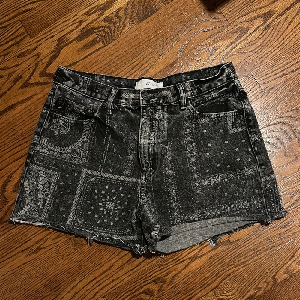 KanCan Black bandana Jean Shorts